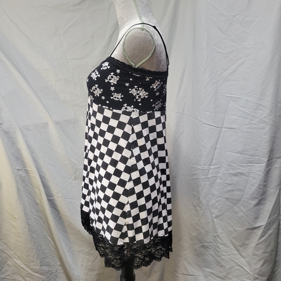 Girly Skulls and Checks Babydoll Top - Picture 5 of 7
